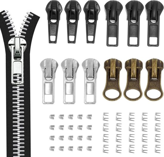 Ritstrekker voor reparatie, 4 stuks, in zwart, gemaakt van metaal, vervangende ritstrekker voor schuifdeel, ritstrekker voor jas, koffer, jeans, tas, ritstrekker lipjes
