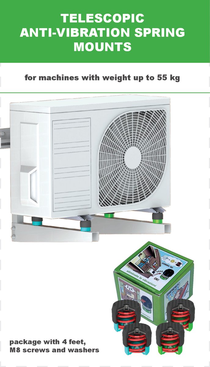 Soleco trillingsdemperset Groen 30-55kg M8 (2x Groen + 2x Blauw) — afbeelding 2