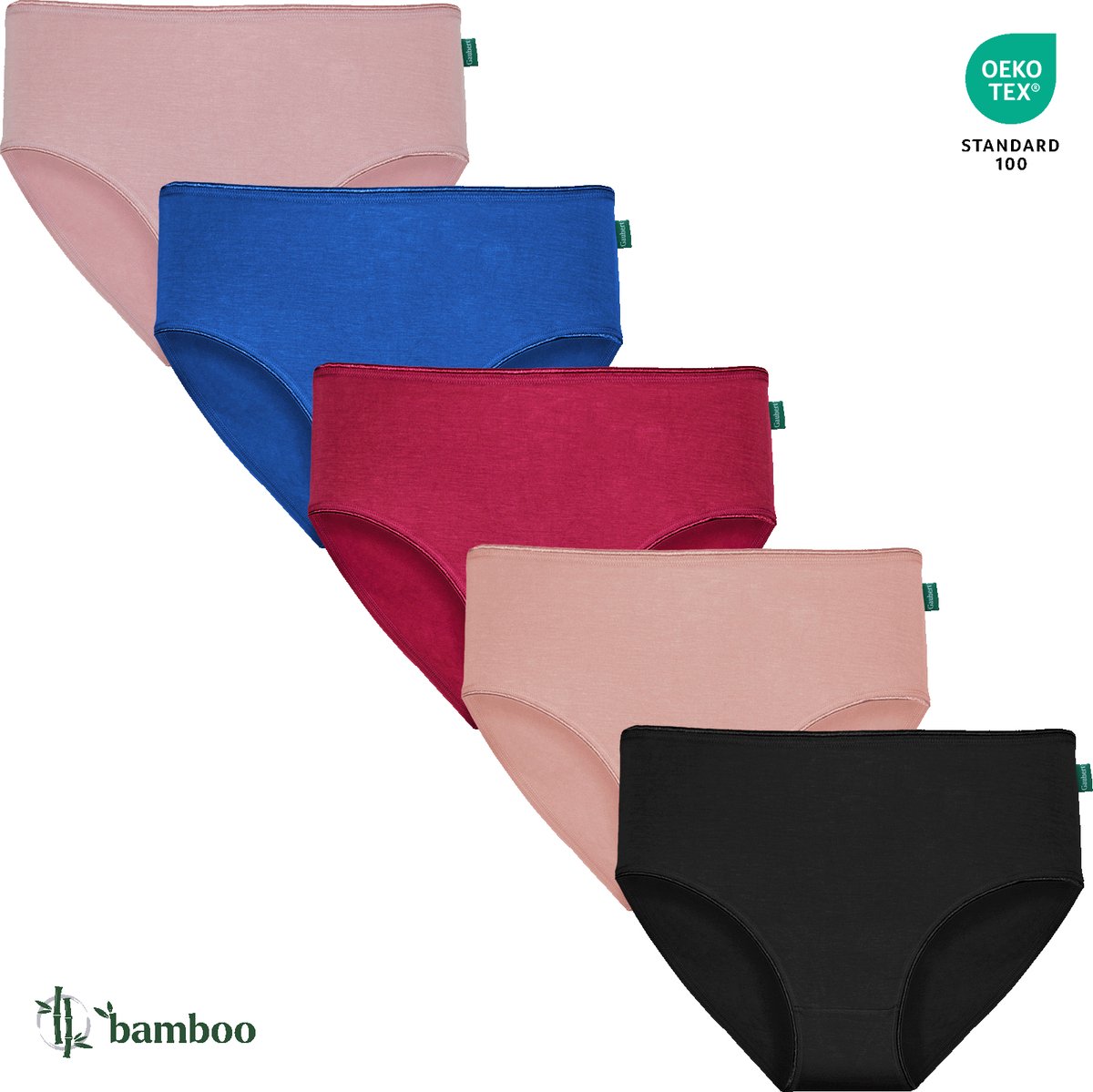 Dames Midi Slip - Effen - Mix Kleuren - 5-Pack - Maat L/XL - Bamboe Viscose - Dames Ondergoed - Lingerie