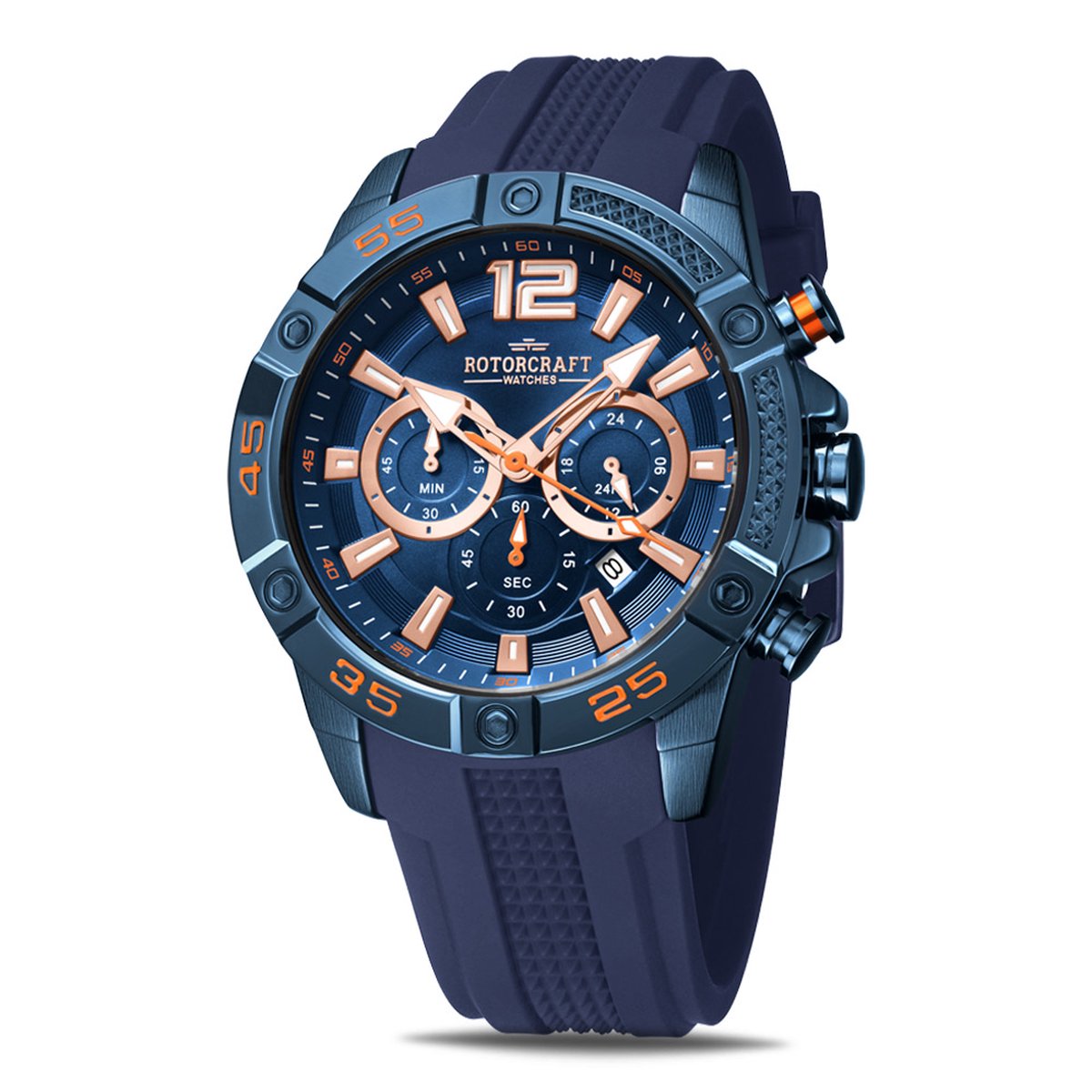 Rotorcraft Watches - Dragon - RC3204 - herenhorloge chronograaf - blauw en roségoud - 47 mm