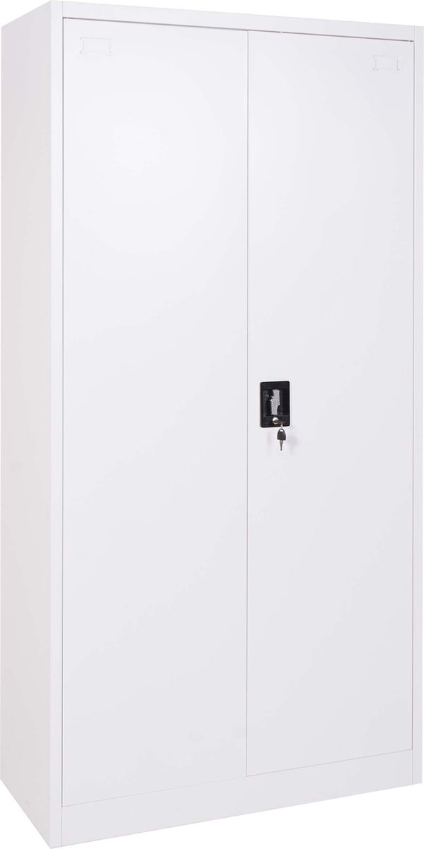 MCW Dossierkast MCW-H17, stalen kast Kantoorkast Kast, 2 deuren afsluitbaar metaal ~ 185x90x40cm wit