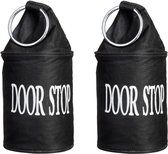 Deurstopper met ring van canvas -  functionele hoogte: 16cm - SET 2-Stuks gevuld met zand - zwart