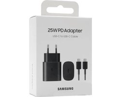 foto van Samsung Universele USB-C adapter/oplader - Snellader 25W - Zwart - met kabel