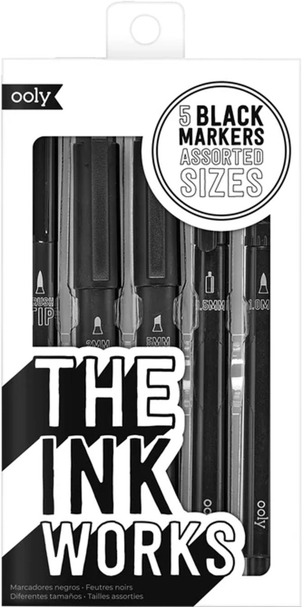 Ooly - The Ink Works - Zwarte inkt stiften met 5 verschillende punten