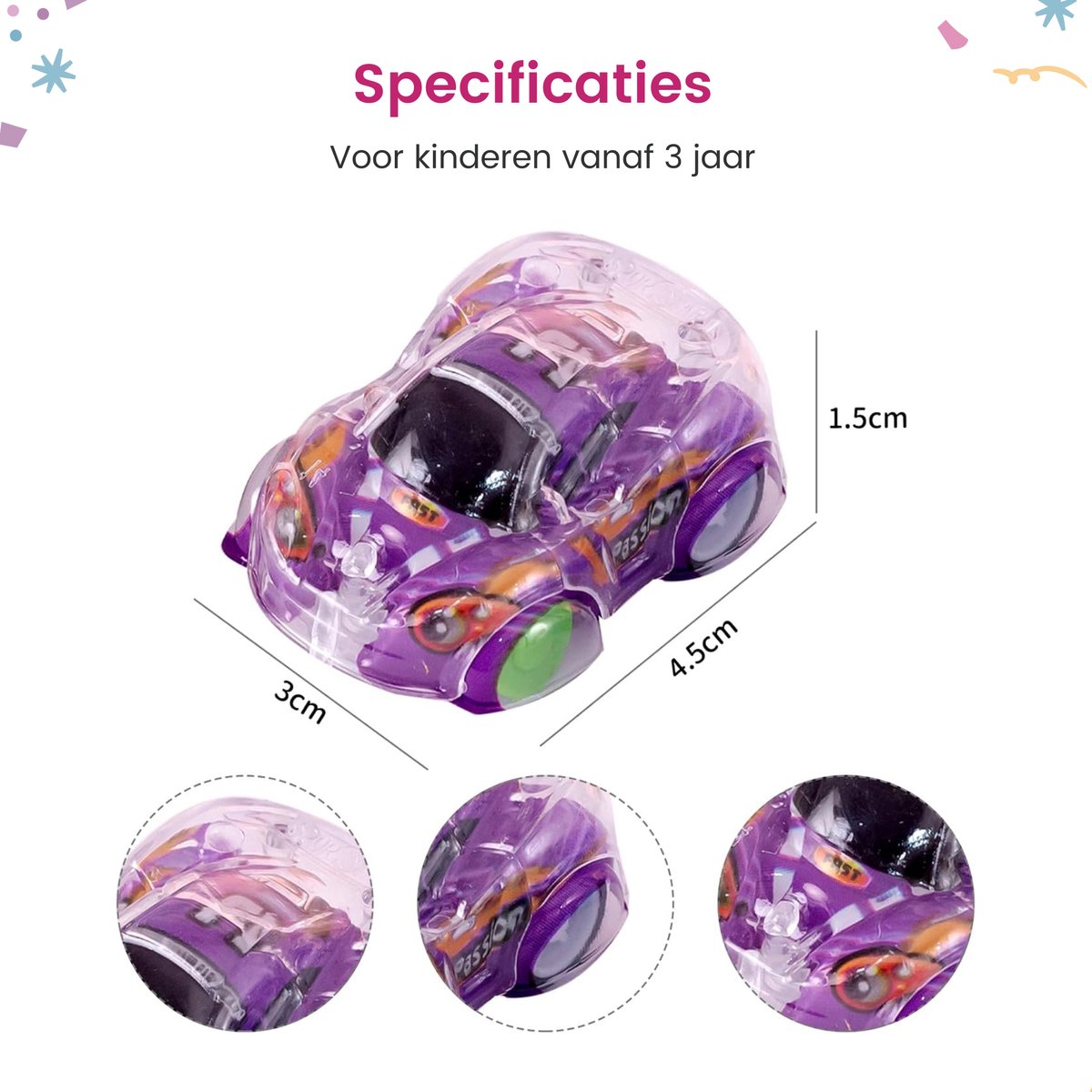 Partizzle 50x Speelgoed Autos - Pull Back Autotjes - Zelfrijdend Auto - Speelgoedauto Uitdeelcadeautjes - Grabbelton Traktatie Cadeautjes voor Kinderen & Peuters - Jongens - 5 cm — afbeelding 7