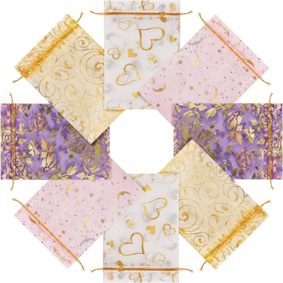 100 Stuks Organza Zakjes 10 x 15 cm - Kleurrijke Geschenken voor Bruiloft, Babyshower en Feestdagen