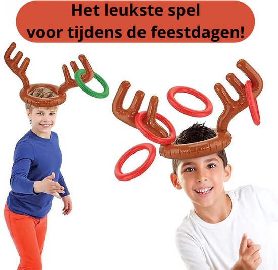 2 Sets Opblaasbare Rendier Gewei Ring Toss Game Kerstboom