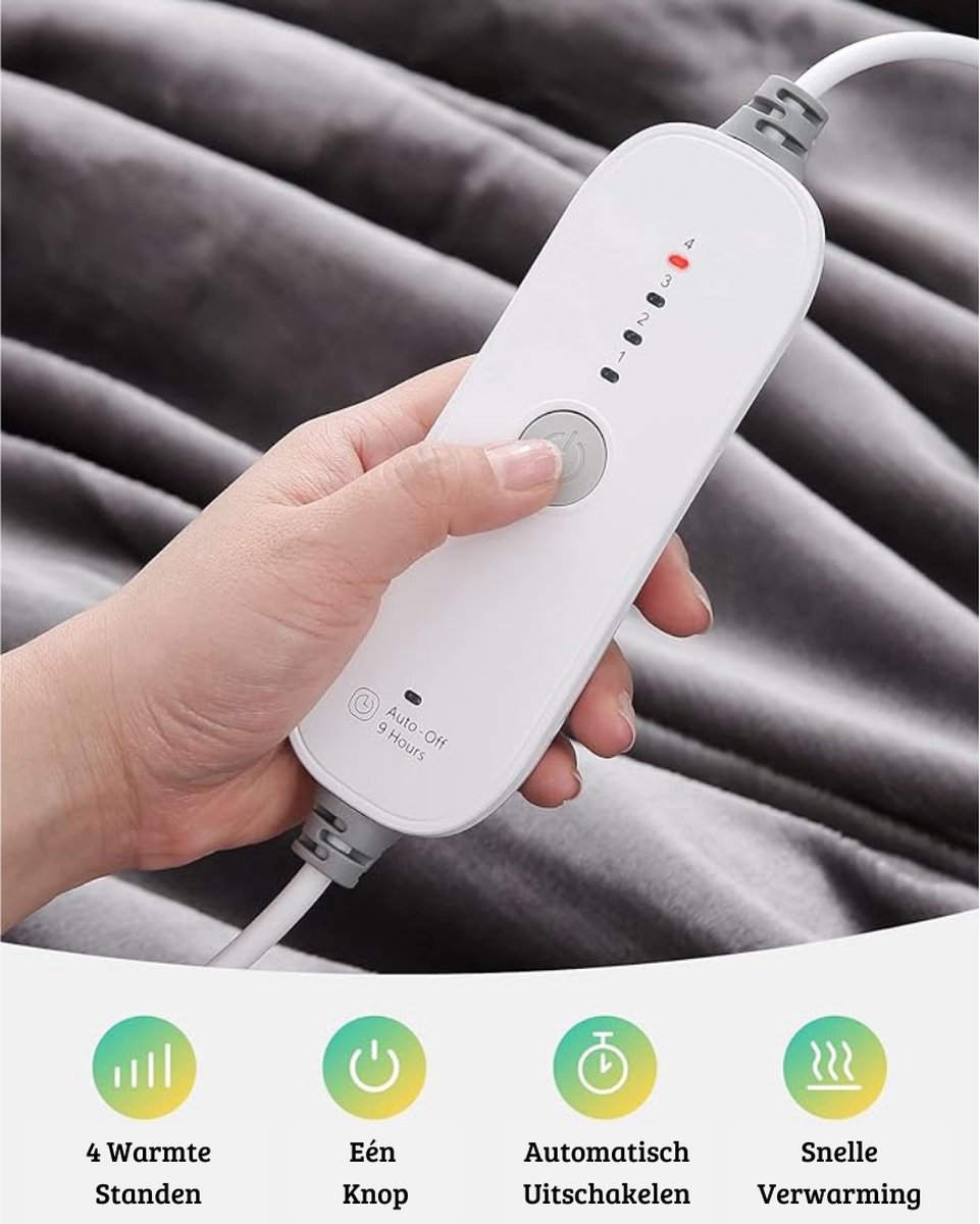 Luxe Warmtedeken – Verwarmde Deken – Elektrisch – Electric Blanket – Heating – Voor op de Bank – Draadloos – Fleece – USB – Stoel – Grijs — cadeau in Wonen & Interieur - foto 2