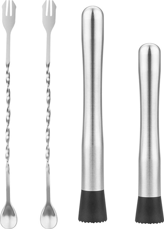 PXARMYYXGS 2 stuks roestvrij stalen cocktailstampers, cocktailstamper, ijscrusher, caipirinha stamper, mojito stamper, bar drankaccessoires