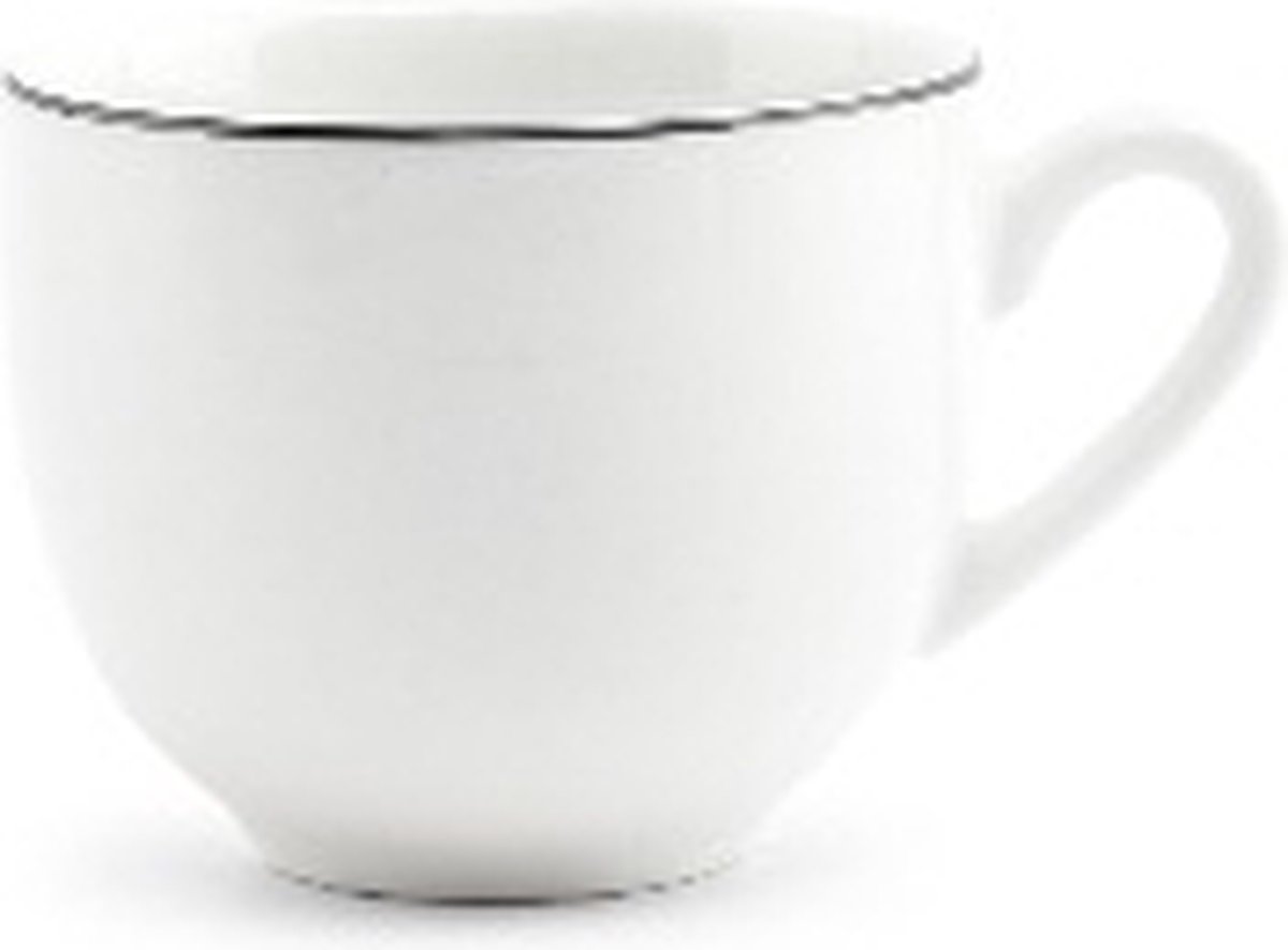 BonBistro Mokkakop 10cl black rim Basic White (Set van 6)