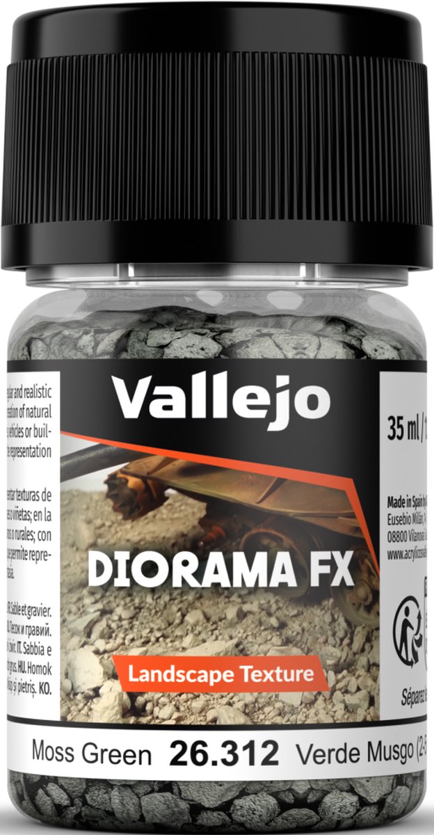 Vallejo Modelbouwdecoratie - 26312 Landscape Textures 312 - Mosgroen 2-5 mm - 35ml Effecten potje