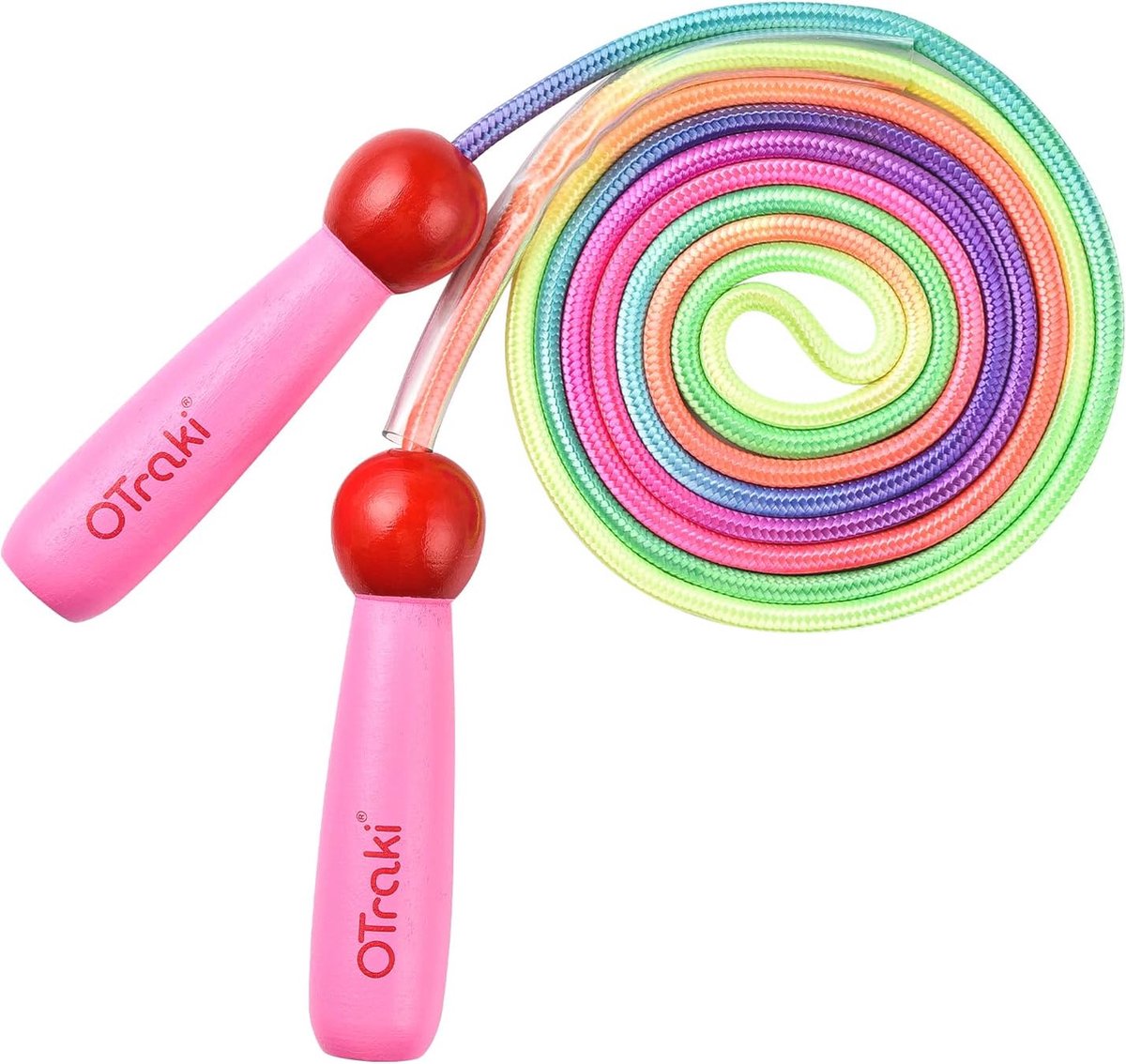 Verstelbaar Regenboog Springtouw voor Kinderen - Houten Handvat, Oefening en Speelgoed, 2,5 m