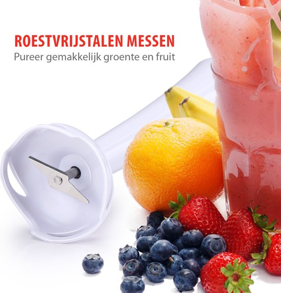alpina Staafmixer Set - Handmixer met Hakmolen, Pureerstaf en Garde - Elektrische Mixer en Blender 400W - Wit van Merkloos — afbeelding 5