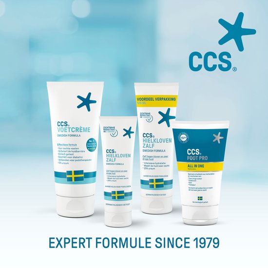CCS Voetcrème 175 ml - Voetencreme voor droge tot zeer droge voeten, Eeltcreme als Voetverzorging en als alternatief voor Eelt Verwijderaar, Voetencreme met Ureum en verfrissende eucalyptusolie, tegen droogheid en stinkvoeten, Klinisch Bewezen