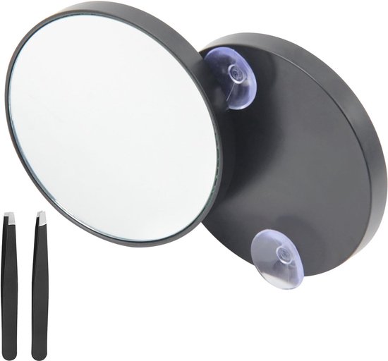 HUSHUI Make-up spiegel met LED-licht en zuignap, 360 graden draaibare flexibele zwanenhals 10x vergrotende spiegel reizen en thuis badkamer make- upspiegel