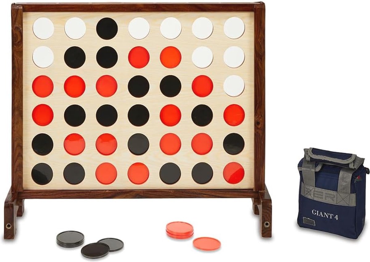 XL 4-op-een-rij spel - ECO-Hardhout, 83x61cm - Voor binnen en buiten - Luxe tas inbegrepen