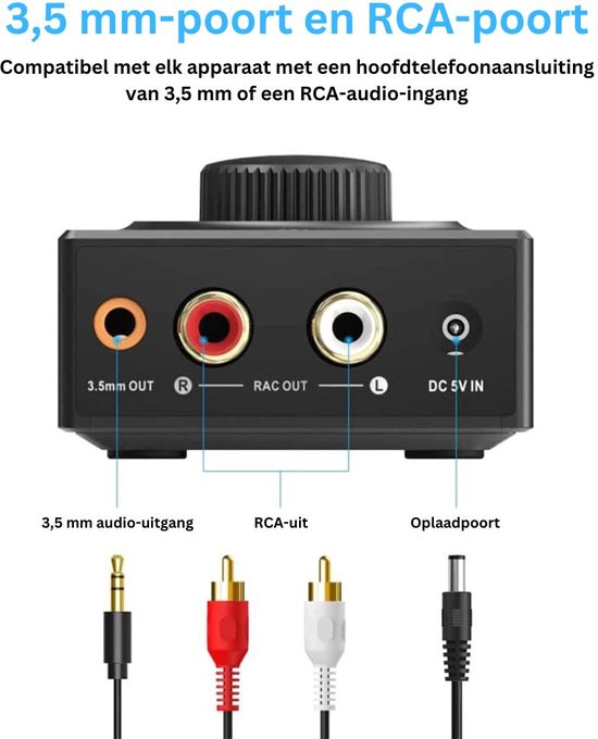Dailysupplies Bluetooth Transmitter - Bluetooth Receiver - Adapter - Zwart van DailySupplies® — afbeelding 3