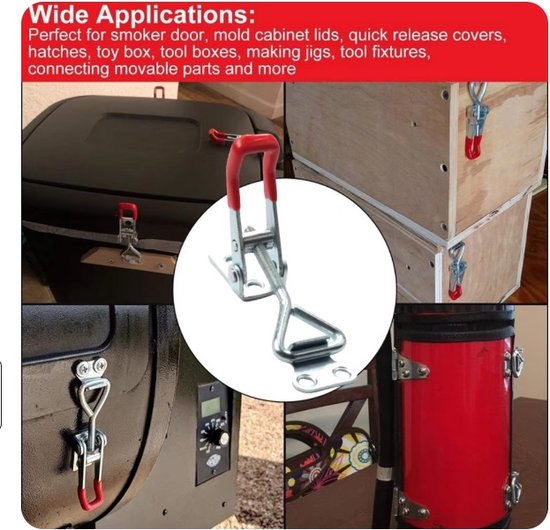 4 Stuks Verstelbare Knevel Klemmen - Gegalvaniseerd Ijzer / Roestvrij Staal - Quick Release & Anti-Slip Sluiting - Push Pull Knevel Klemmen van Merkloos — afbeelding 5