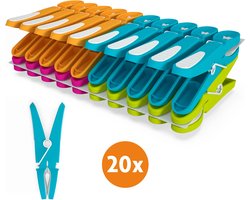 LaundrySpecialist Wasknijpers soft grip - 20 stuks - extra lang en stevig - wasknijpers plastic - wasknijpers kunststof - knijpers plastic - Made in EU