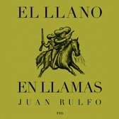 Boek "El llano en llamas" met een illustratie van twee cowboys te paard met pistolen, op een olijfgroene achtergrond.