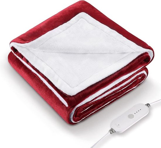 Luxe Warmtedeken – Verwarmde Deken – Elektrisch – Electric Blanket – Heating – Voor op de Bank – Draadloos – Fleece – USB – Stoel – Rood