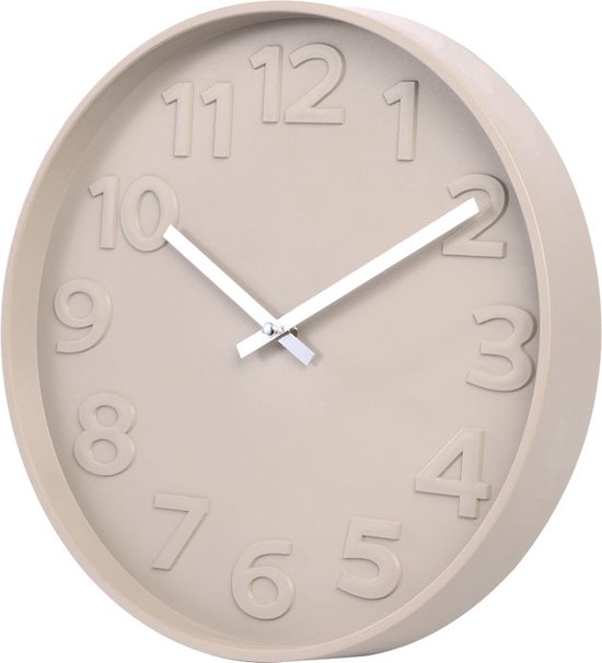 Horloge murale SensaHome Zurich - Klok ronde de style scandinave avec chiffres - Design nordique moderne - Ø30cm - Beige