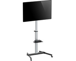 TV standaard extra hoog - TV statief - TV voet - verrijdbaar - scherm draaibaar kantelbaar portrait landscape - hoogte verstelbaar tot 200 cm