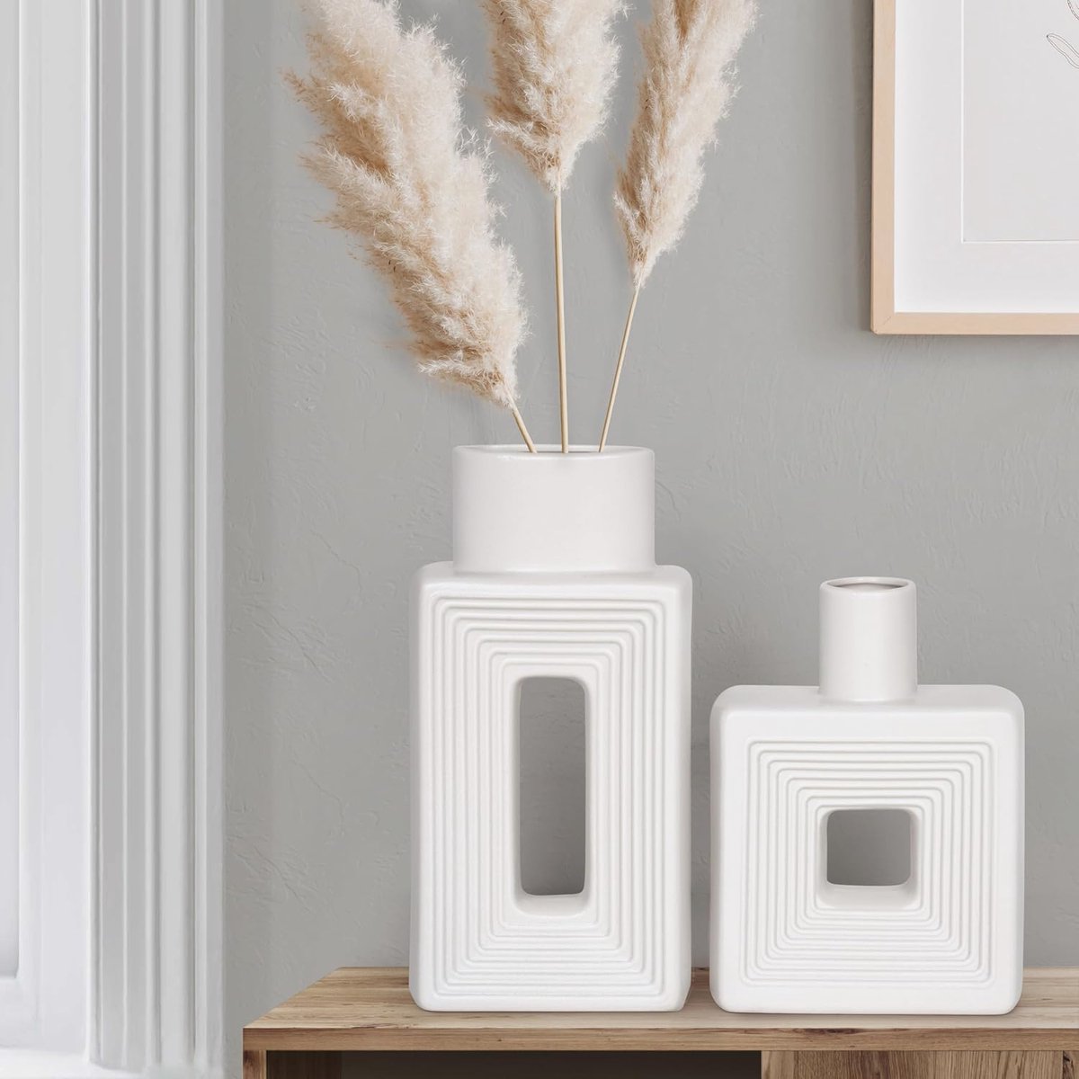 Goedkoopste Minimalistische Decoratieve Vazen Set - Elegante Vazen voor Huisdecoratie, Geometrisch Design voor Woonkamer, Entreehal, en Tafels