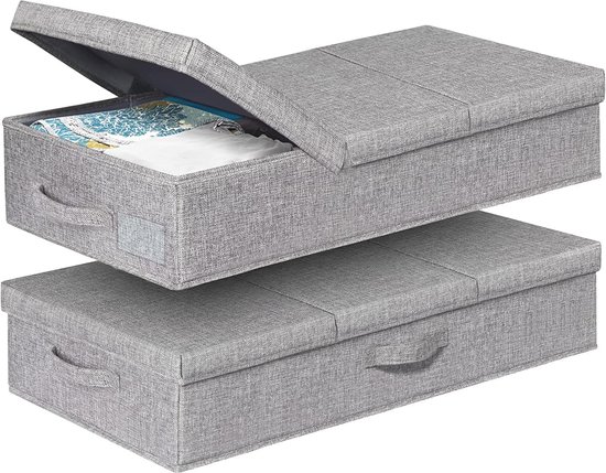 2 Boîtes De Rangement Sous Lit Minces - 100x50x10 Cm, Profil Bas - Pour Vêtements, Couettes, Jouets, Tissu épais