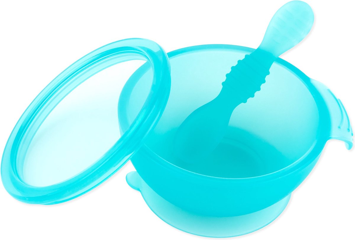 Goedkoopste Bumkins - Siliconen eerste baby eetset - Blauw Jelly