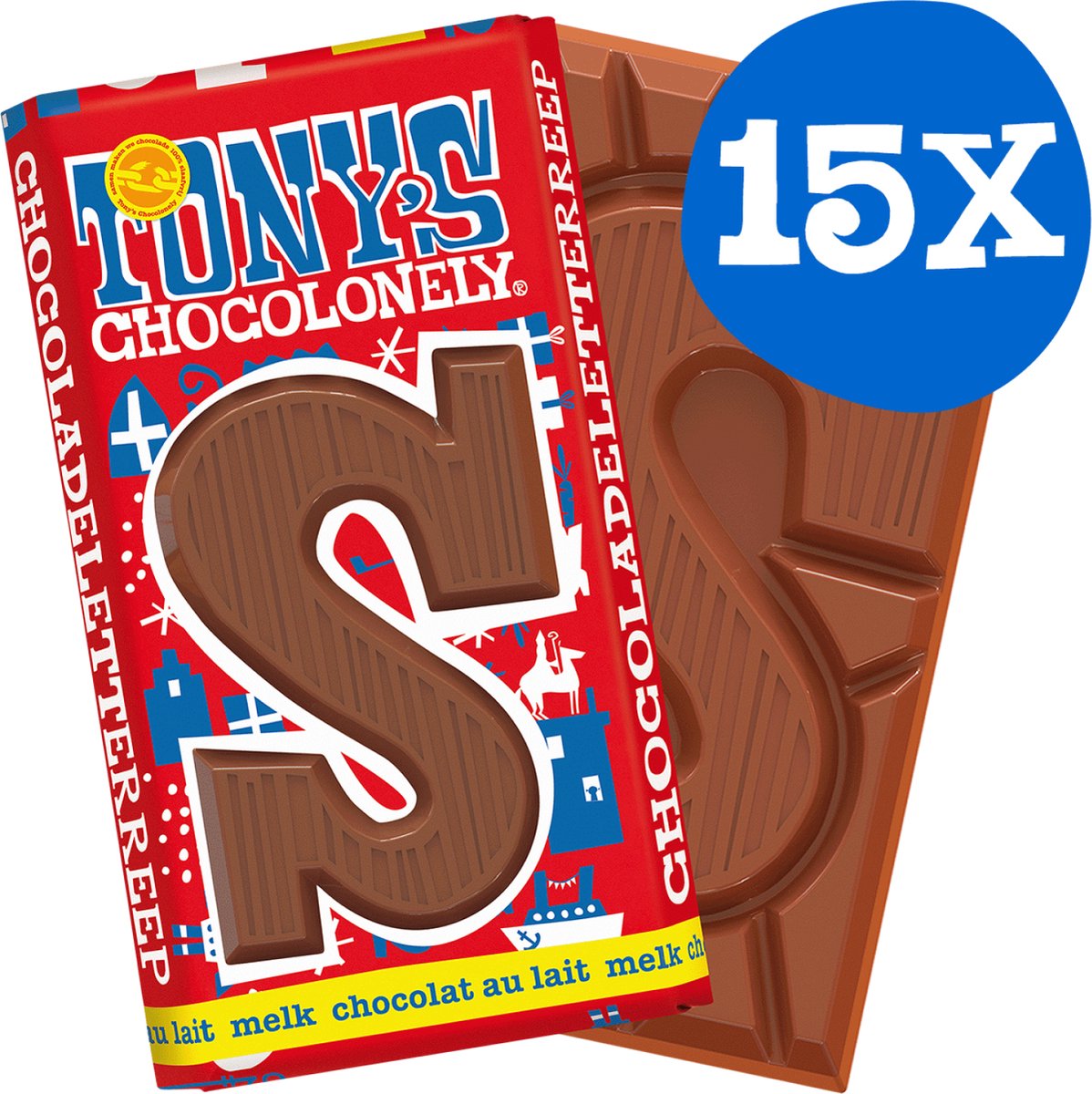 Tony's Chocolonely Letterreep S - Melk - 15 x 180 gram