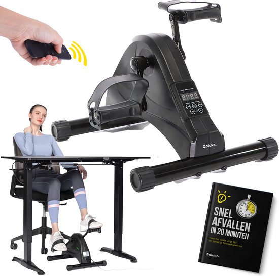 Zoluko Stoelfiets met Elektrische Ondersteuning - Inclusief Afstandsbediening, Antislipmat en E-Book - Voor Armen en Benen - Voor ouderen of Revalidatie - Bureaufiets - bureau fiets - Deskbike - Stoelfiets Bewegingstrainer - Fietstrainer - Zwart