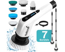 GoScrub® Cleaning King V1 - Elektrische Schoonmaakborstel – Elektrische Schrobber - Schrobborstel – voor badkamer of keuken – Schrobber Met Steel - 9 opzetstukken