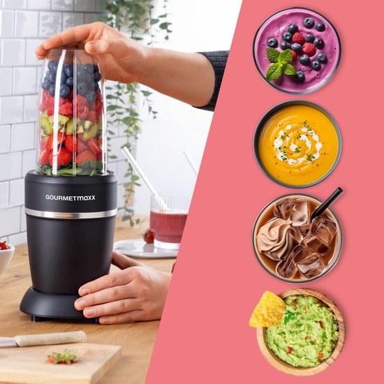 GOURMETmaxx Voedingsmixer 4 st. - pureren, hakken, malen - met deksel om mee te nemen van GOURMETmaxx — afbeelding 3