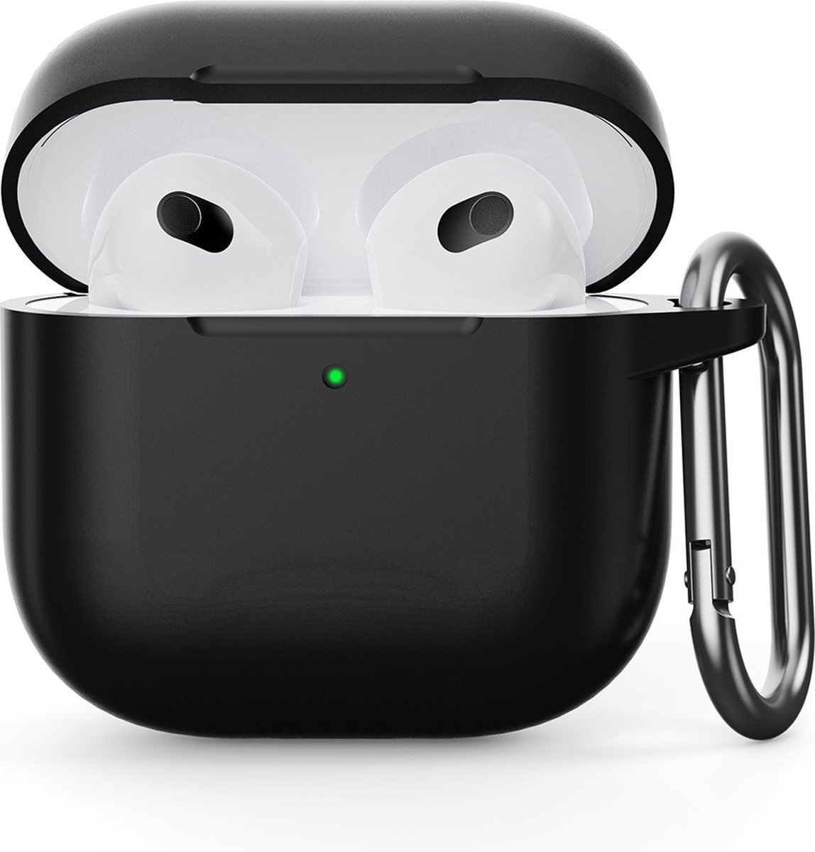 Coverup Hoesje - Geschikt voor AirPods 4 Hoesje - Coverup Siliconen AirPods Case met Sleutelhanger - Zwart