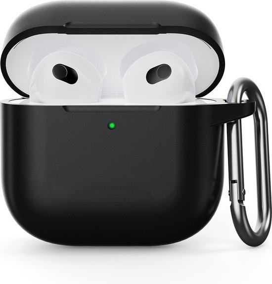 Coverup Case - Convient pour AirPods 4 Case - Coverup Siliconen AirPods Case avec porte-clés - Zwart