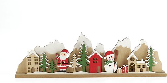 Houten kerststraat/ sneeuwpop/ goldbach