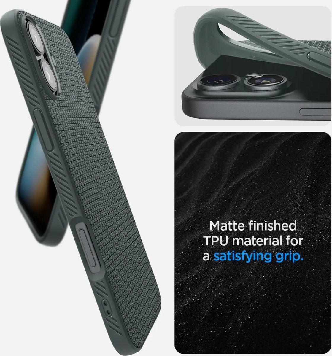 iPhone 16 hoesje groen TPU flexibel mat anti-stretch schokabsorberend Air Cushion bescherming - Afbeelding 3