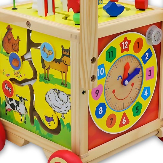 Rijoka Loopwagen Kubus Hout - Baby walker voor 1 jaar - Educatieve looptrainer - Multicolor van Rijoka — afbeelding 4
