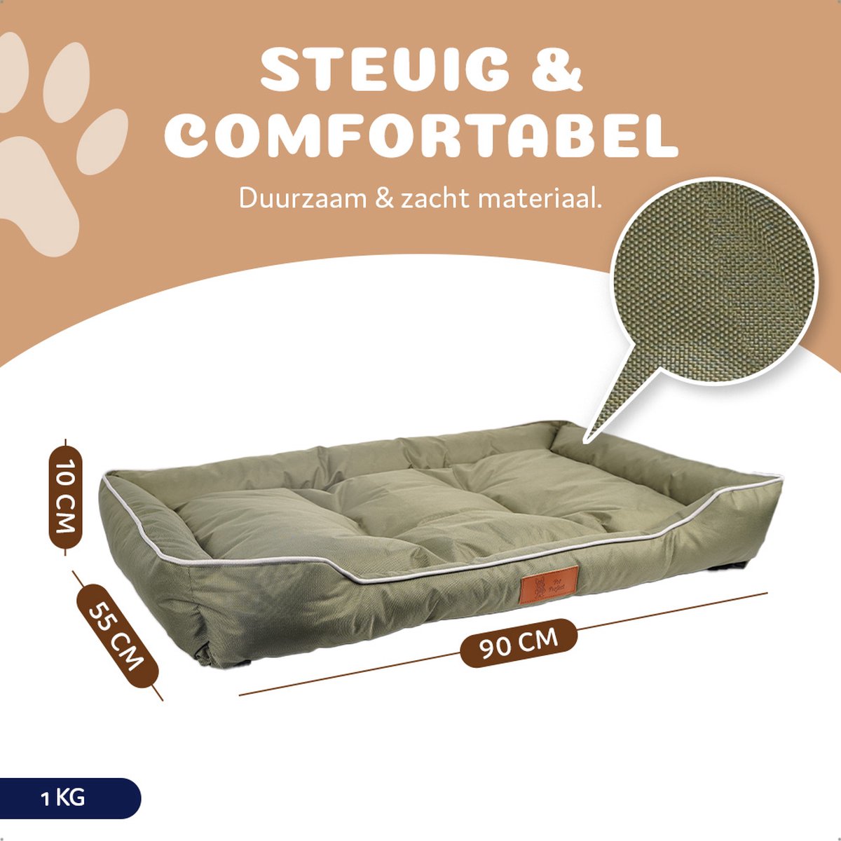 Pet Perfect Benchkussen XL - Hondenkussen Wasbaar - Hondenmand - Groen - 90x55x10 thumbnail 4