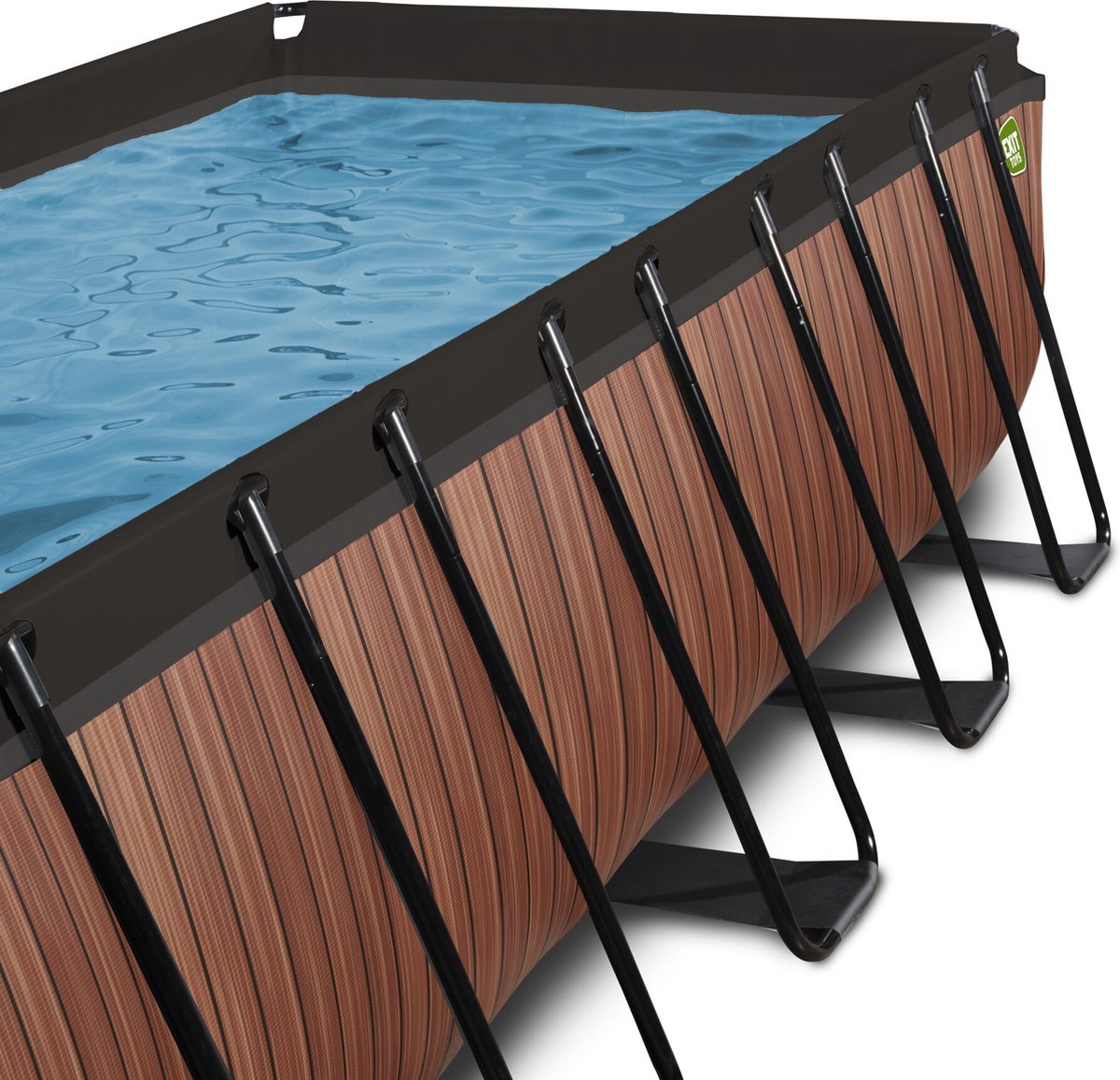 EXIT Wood zwembad 540x250x122cm met zandfilterpomp en overkapping - bruin