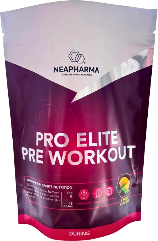 Foto: Neapharma pre workout 300gr 15 porties pump boost fresh lemon smaak xxl nutrition blast 