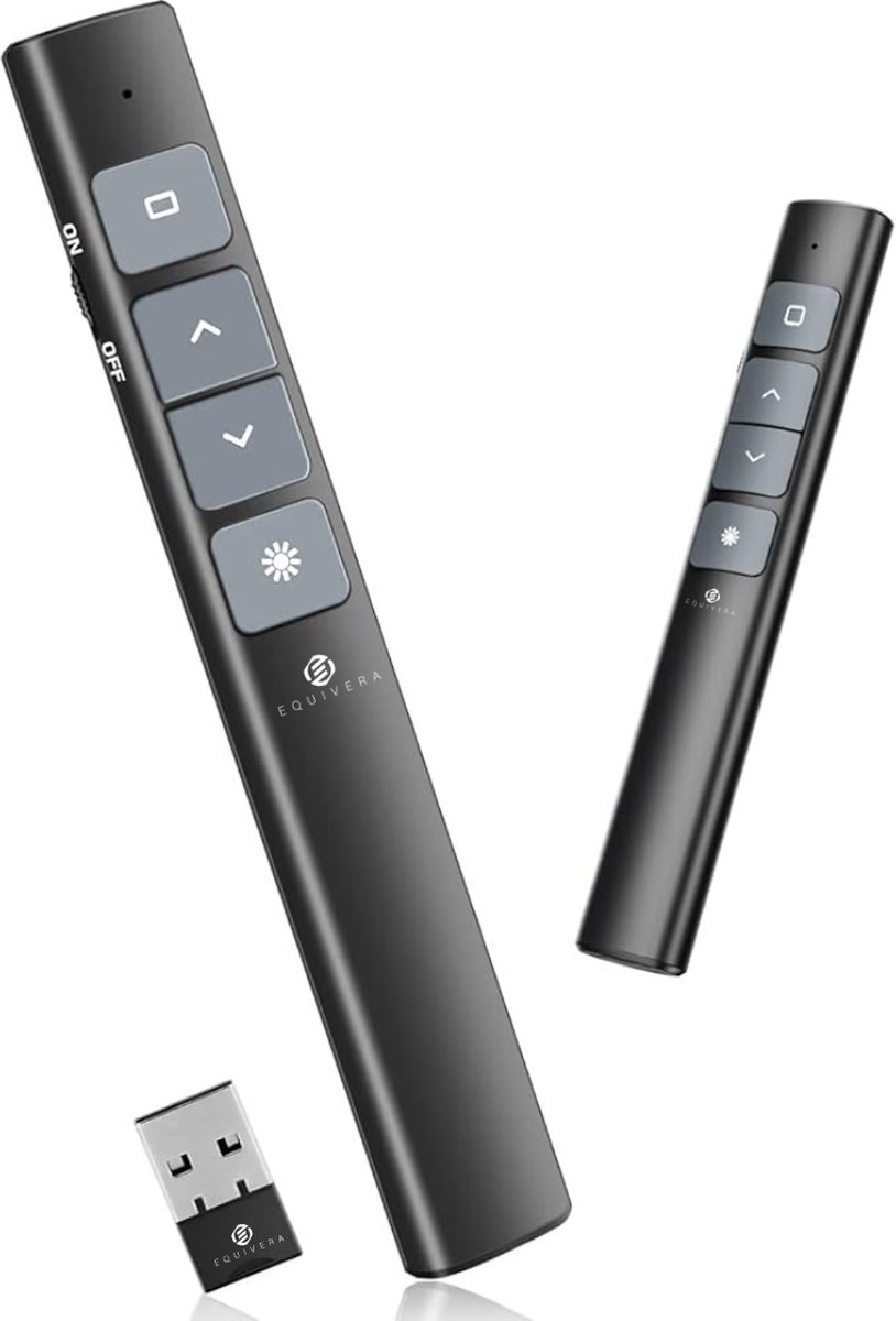 Image of Equivera Presentatie Klikker - Presentatie Clicker - Presentatieklikker - Draadloze Presenter - Presentatie Pointer - Presentatie Afstandsbediening - Draadloze Klikker - Laser Pointer - PowerPoint afstandsbediening - Voor de beste presentatie ervarin