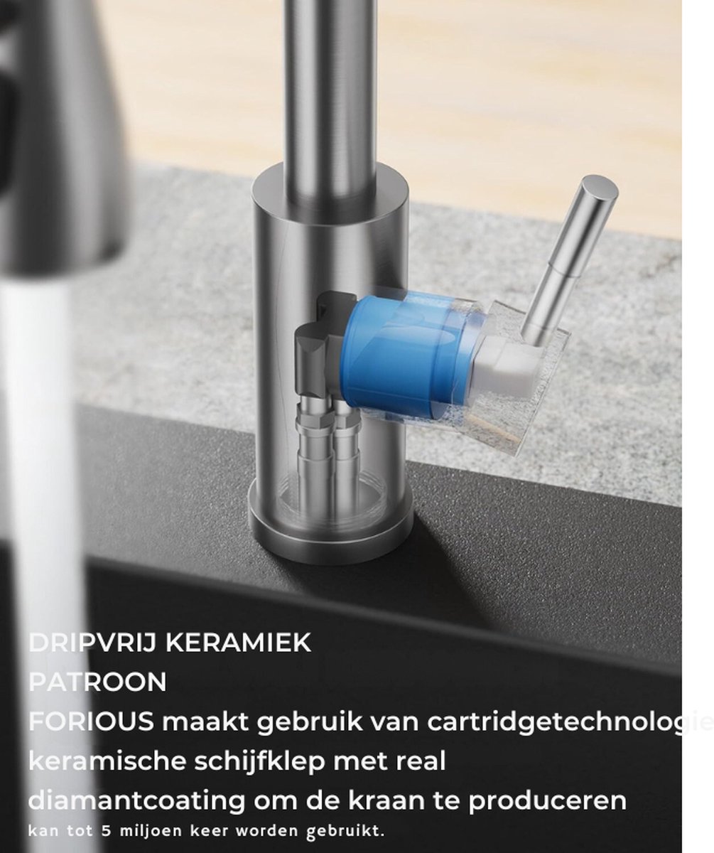 Flexibele keukenkraan zwart, inklapbare keukenkraan, 360° draaibare