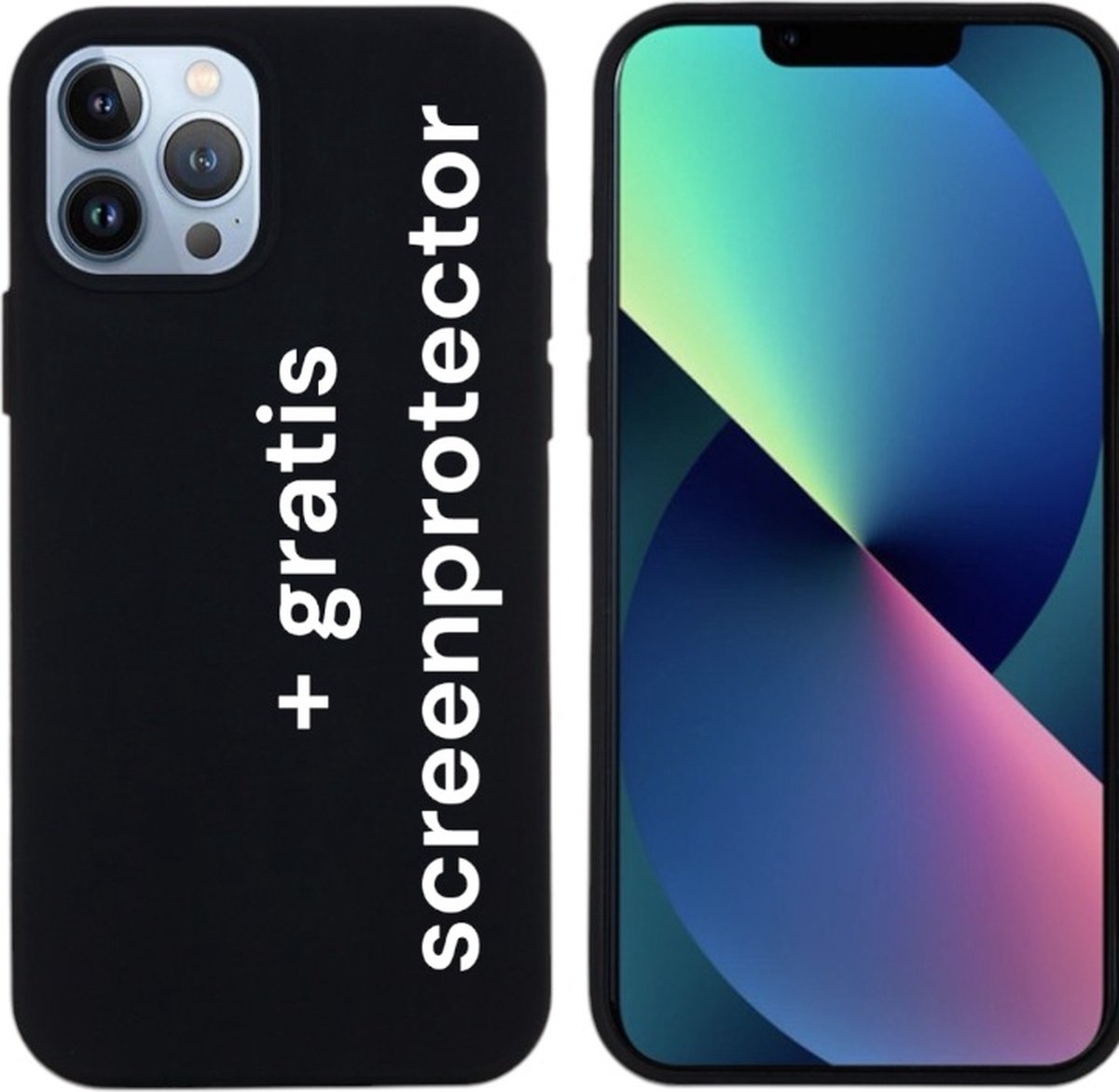 Hoesje Geschikt voor Apple iPhone 13 Pro TPU back cover/achterkant kleur Zwart
