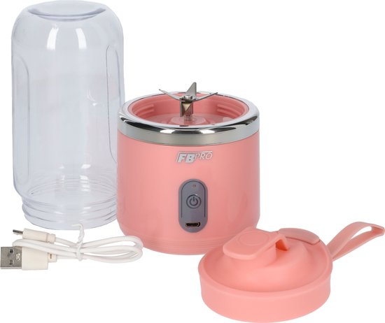 Draadloze blender - Smoothie maker - Blender To-Go - Compact - Verwijderbare beker - Met afsluitbare drinktuit - USB-C oplader - 300ML inhoud - Roze van Tristar — afbeelding 2