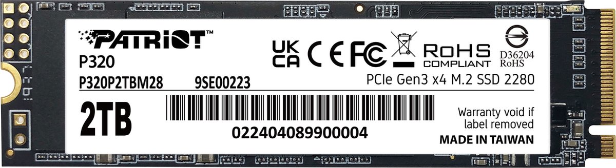 PATRIOT SSD Patriot 2TB M.2 P320 PCIe 3.0 NVME 3000/2200 (P320P2TBM28)