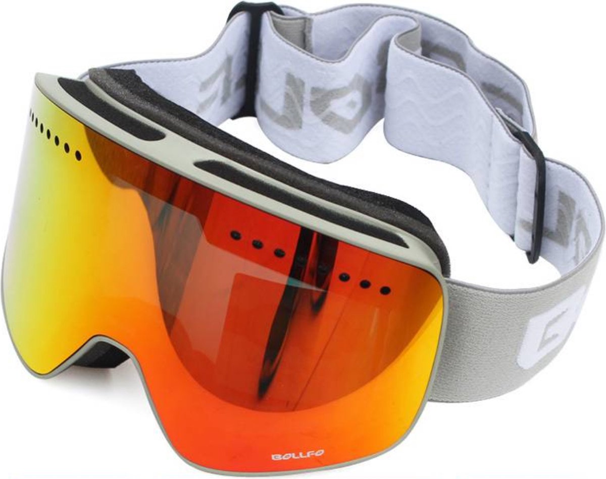 Bovista Skibril - Ski Zonnebril - Dames - Heren - Wintersport - Winddicht - UV-Bescherming - Ski Gadgets - Grijs Met Rood