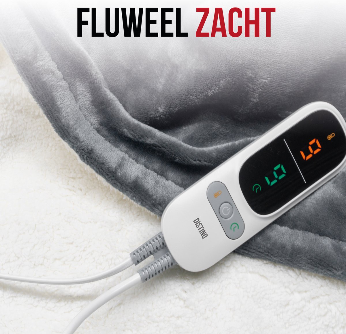 DistinQ Elektrische Bovendeken XXL 180x160 cm - 2 persoons omslagdeken - 160watt - Automatische Uitschakeling - Oververhittingsbescherming - 9 Standen - Warmtedeken - Grijs Sherpa - Energiezuinig – foto 5