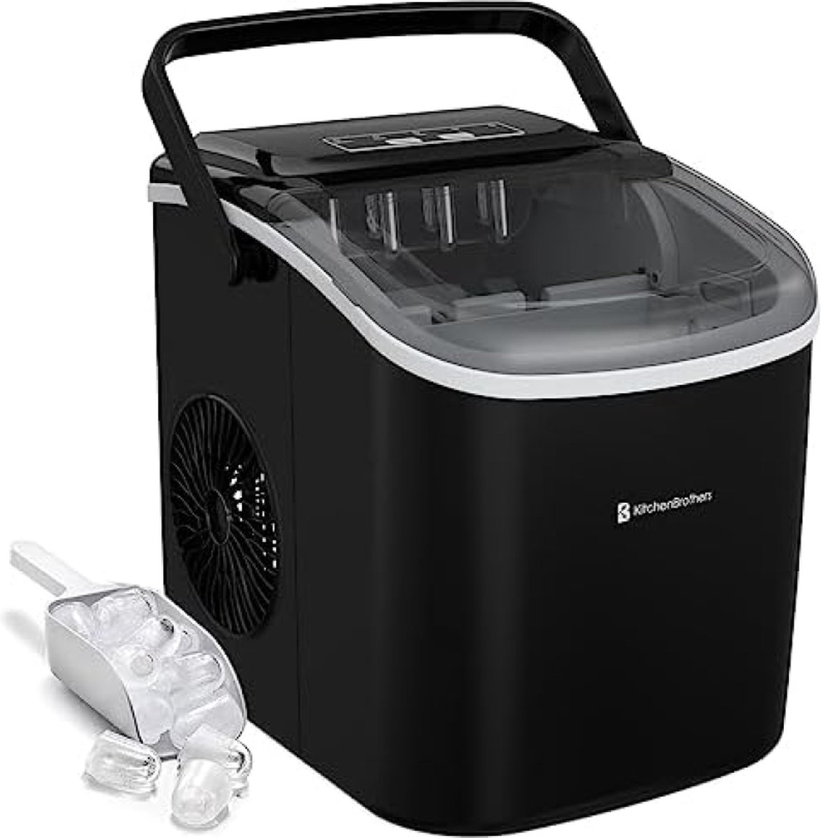 IJsblokjesmachine - IJsblokmaker met IJsschep - 9 Blokjes in 8 min. - Draagbaar met Handvat - Zwart